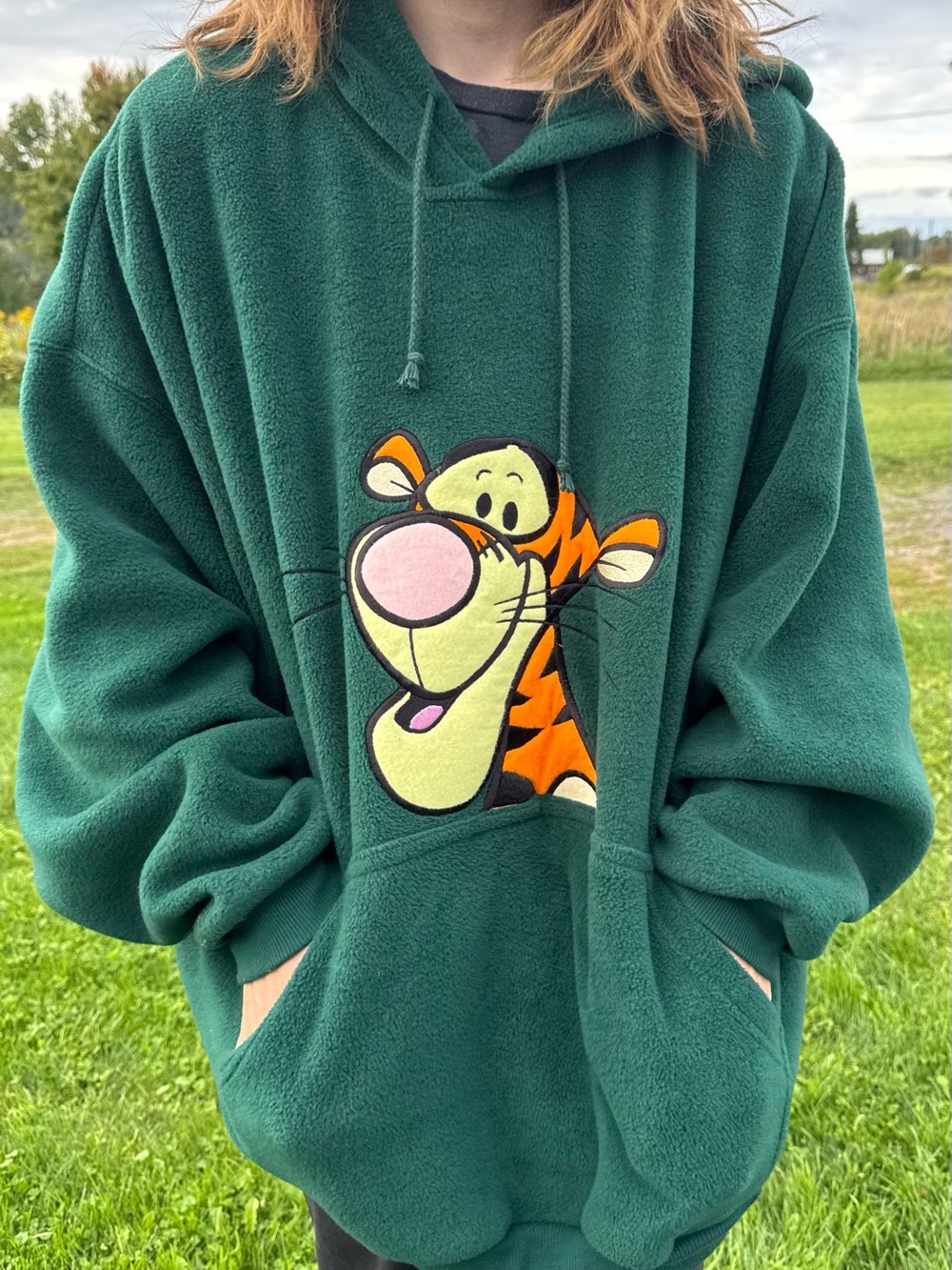 Vintage Disney Catalog Tigger Green Fleece Hoodie Embroidered Oversized XXL